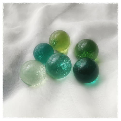 Natural Blue and Green Obsidian Spheres